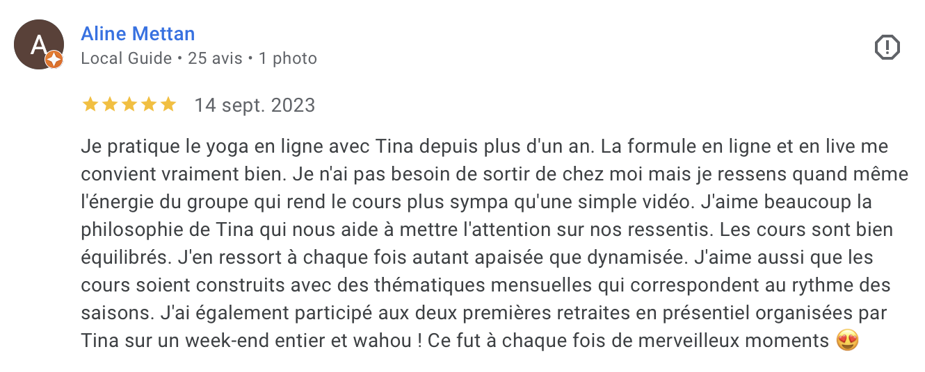 Avis Google d'Aline Mettan