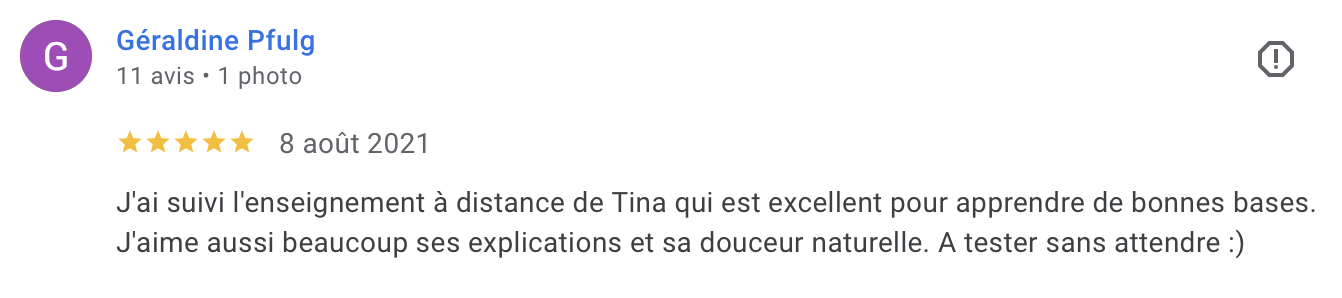 Avis Google de Géraldine Pflug