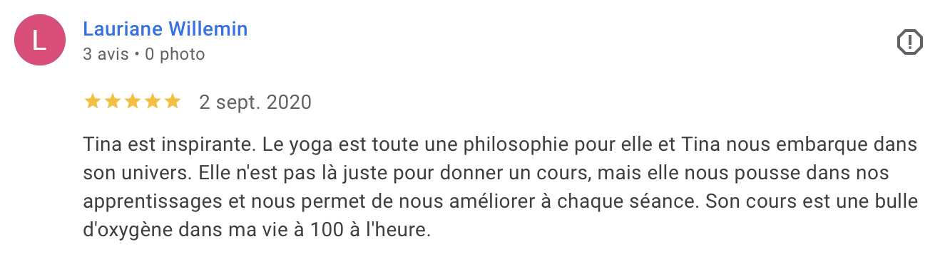 Avis Google de Lauriane Willemin