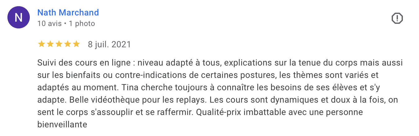 Avis Google de Nath Marchand