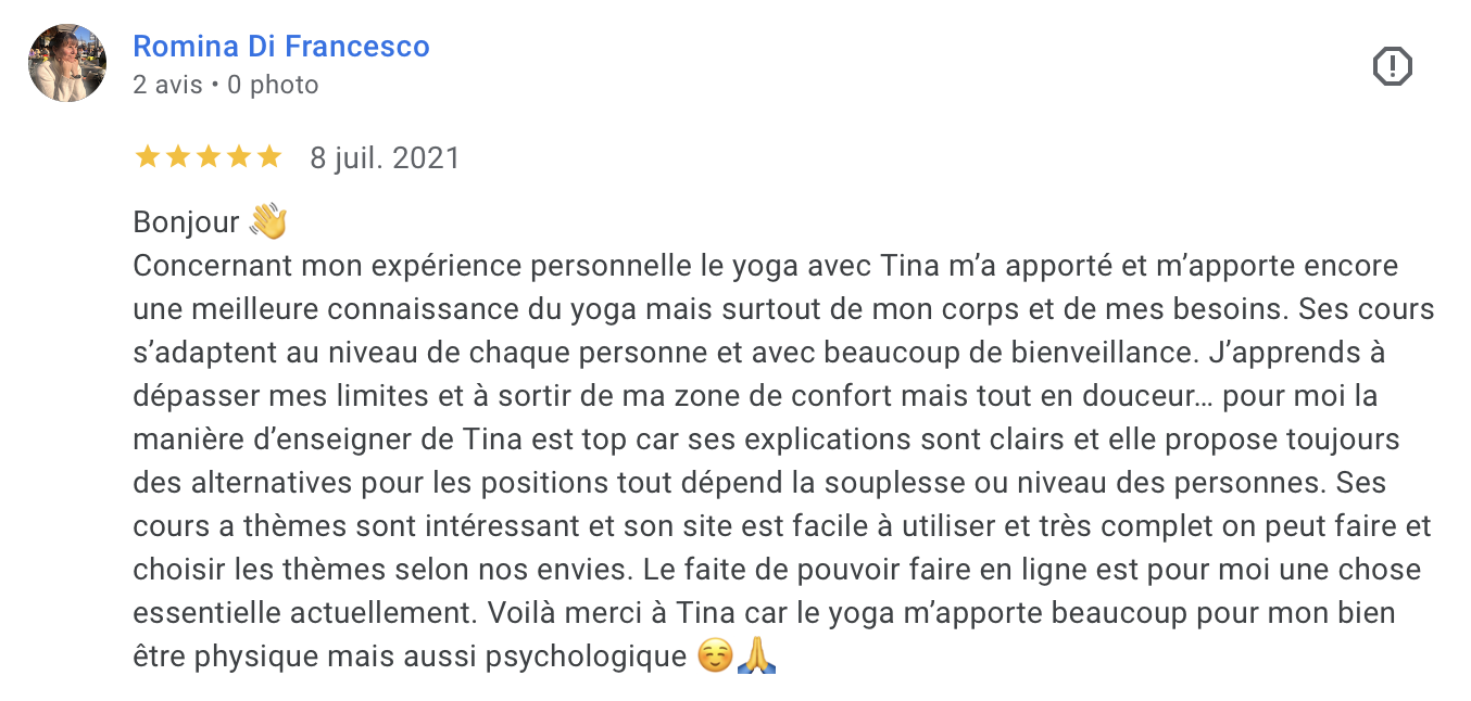 Avis Google de Romina Di Francesco