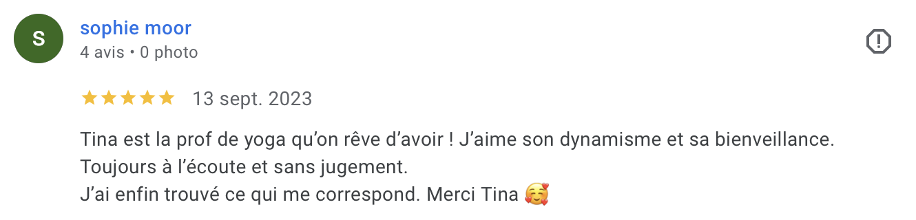 Avis Google de Sophie Moor
