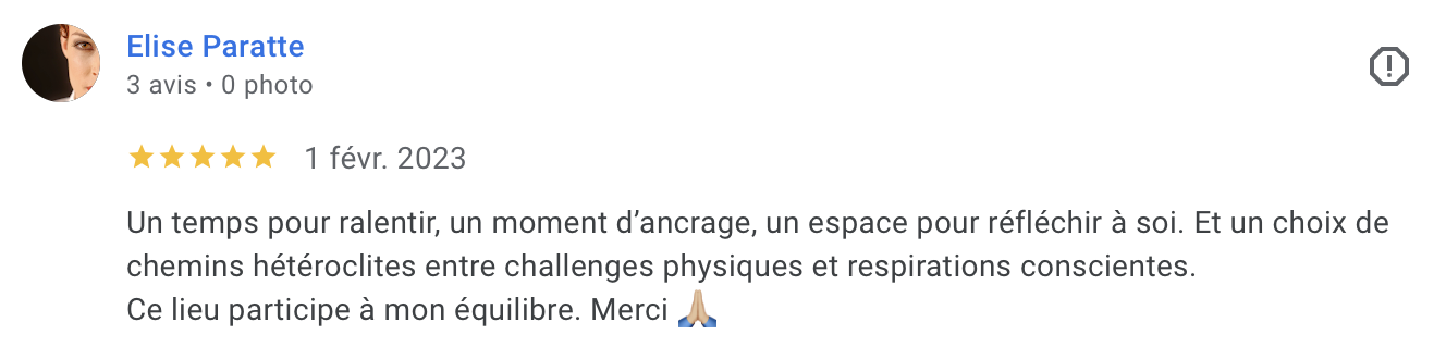 Avis Google d'une élève de Tina (10/10)