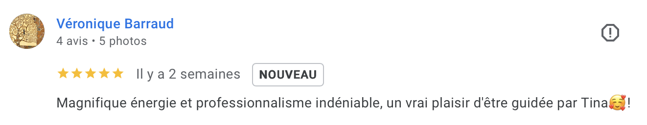 Avis Google d'une élève de Tina (2/15)